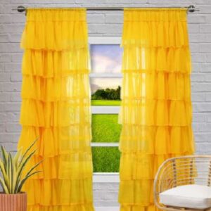 NYSARG Yellow Ruffle Curtain, Door or Window Curtain for Living Room, Bedroom, kids room, one Unit