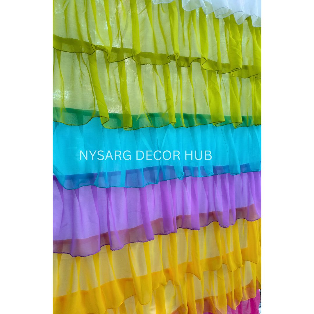 NYSARG Rainbow Green Multicolor Ruffle Curtain, Door or Window Curtain for Living Room, Bedroom, kids room, one Unit - Image 3