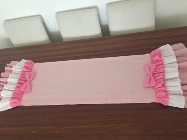 NYSARG Pink Table Runner with Frills– Double Layer, Soft Fabric, Modern Luxury Design I 2/4/6/8 seaters-1 unit