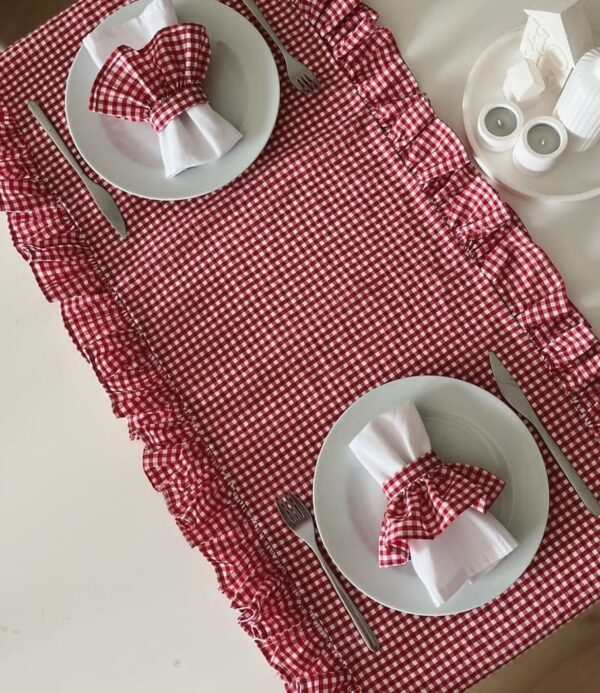 NYSARG Combo of one Table Runner and two Napkin Tie  – Double Layer, Soft Fabric, Modern Luxury Design I 2/4/6/8 seaters