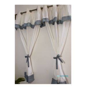 NYSARG Korean Style Christmas Curtain for Window, Cotton Blend with Lace and Bow, Set of 2, 70-80% Room Darkening Curtain with Eyelet (Window 5 feet, 60 * 42inch) Grey