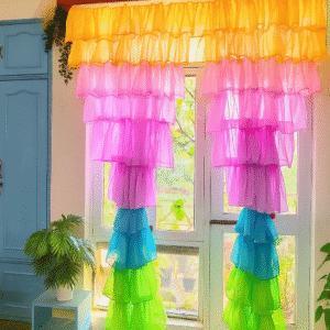 NYSARG DECOR HUB Purple Crush Ruffle Curtain for Window | Boho Style Frill Cotton Blend Curtain | Light Filtering | Single Curtain | 5feet *3.5 feet | for Living Room, Bedroom, Kids Room & Kitchen