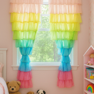 NYSARG DECOR HUB Peach Crush Ruffle Curtain for Window | Boho Style Frill Cotton Blend Curtain | Light Filtering | Single Curtain | 5feet *3.5 feet | for Living Room, Bedroom, Kids Room & Kitchen