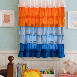 NYSARG DECOR HUB Orange Crush Ruffle Curtain for Window | Boho Style Frill Cotton Blend Curtain | Light Filtering | Single Curtain | 5feet *3.5 feet | for Living Room, Bedroom, Kids Room & Kitchen