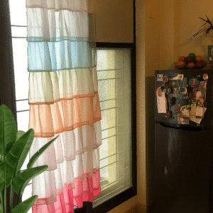 NYSARG DECOR HUB Ruffle Crush Curtain for Window | Boho Style Frill Cotton Blend Curtain | Light Filtering | Single Curtain | 5feet *3.5 feet | for Living Room, Bedroom, Kids Room & Kitchen