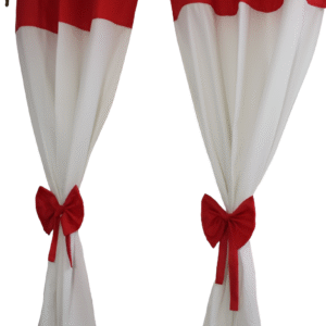 NYSARG Christmas Curtain for Window, Cotton Blend with Lace and Bow, Set of 2, 70-80% Room Darkening Curtain with Eyelet (Window 5 feet, 60 * 42inch) Red and White